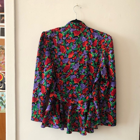 🧬 Vintage blouse, floral print and now at the front, size Medium - Picture 3 of 6